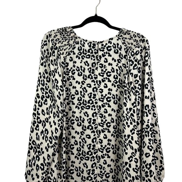 Ophelia Roe Women Tunic Top Blouse Animal Print Smocked Long Balloon Sleeve 2X* - Picture 5 of 5
